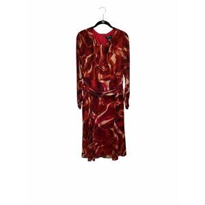Jessica Howard Printed Ruched Waist Midi Dress sz 14